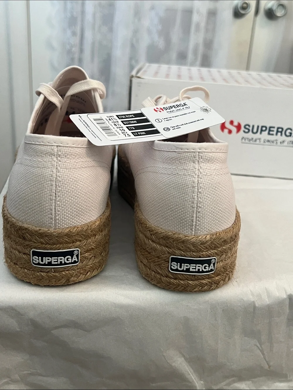 NWT Superga 2790 Rope Platform Espadrille Sneakers Light Pink Size 10